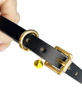 真牛皮项圈男女颈圈轻奢黑铃铛choker狗链牵引绳定制刻字可爱项链