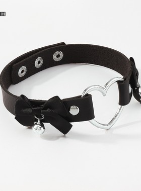 蝴蝶结项圈皮颈环choker带铃铛女