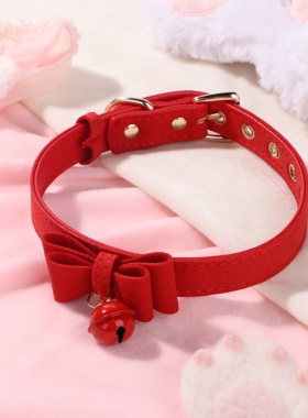 猫咪铃铛项圈牵引绳颈带链子颈圈锁骨皮颈环项链脖圈女m甜心Puppy