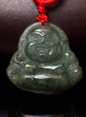 梦克拉翡翠观音佛公吊坠 A货翡翠弥勒佛公玉观音