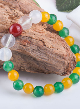 梦克拉水晶玛瑙手链手绿玉髓混搭