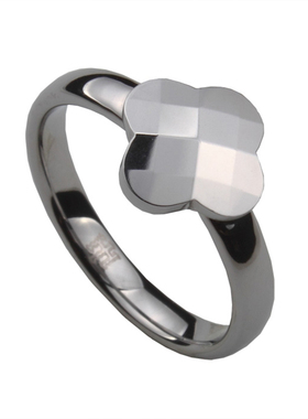 梦克拉钨金戒指 四叶草 时尚个性潮流百搭 磨不花不变色