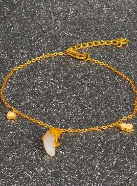 足金和田玉梦克拉金镶玉葫芦手链