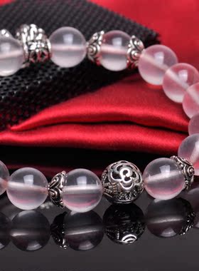 梦克拉 水晶925银手链 画下情人 水晶圆珠S925花型手串手饰