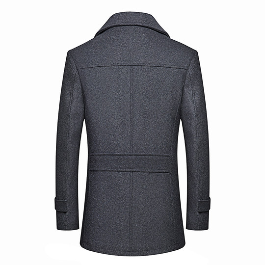 秋冬新款羊毛呢夹克男装加厚商务休闲中年毛呢大衣男士外套爸爸装