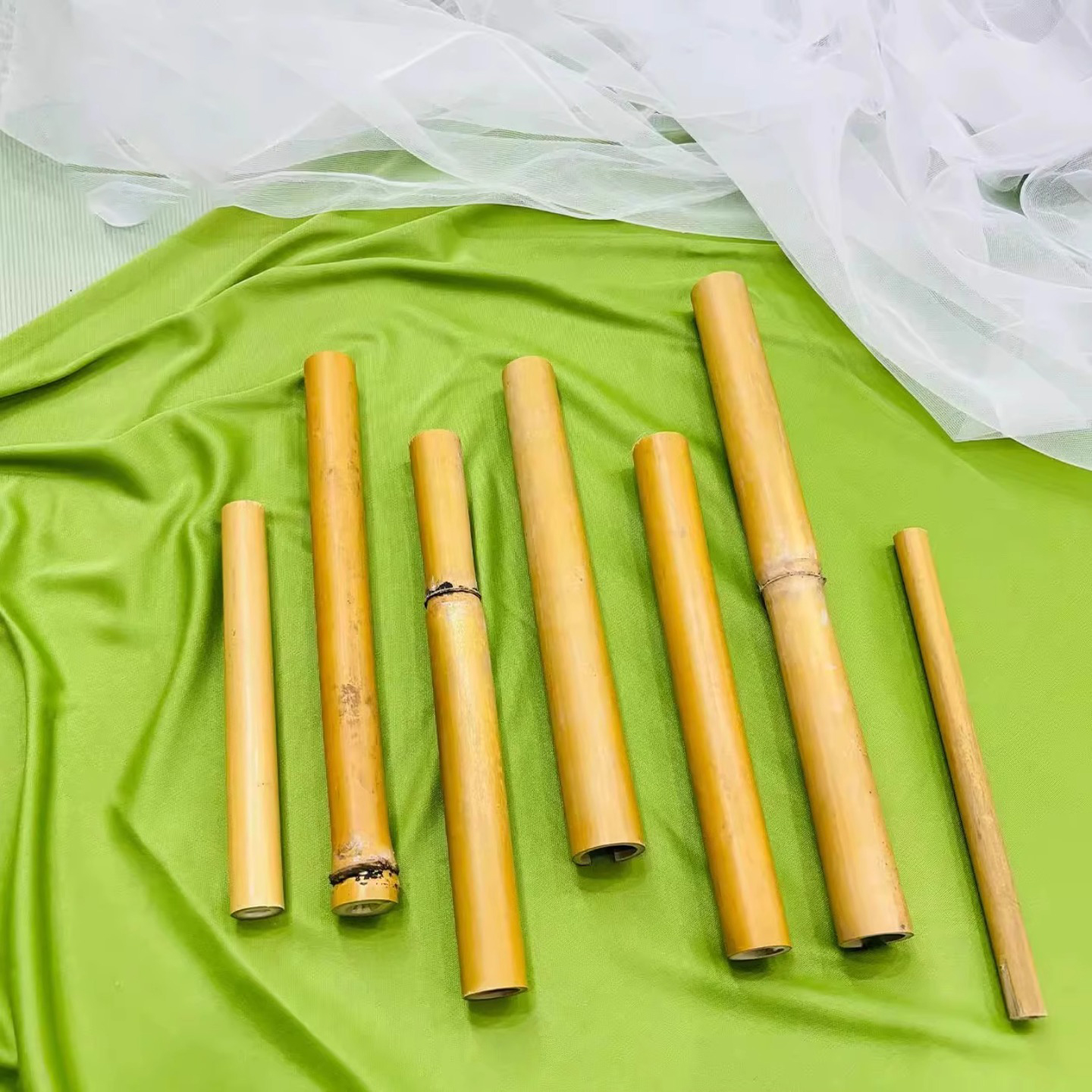 黄色竹竿小竹子防腐竹料原材料道具竹子花艺装饰大小短竹段竹筒 - 图3