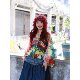 Pan Xiyuyi Retro Loose Contrast Color Floral Vacation ຮູ້ສຶກວ່າຄໍ V-Neck
