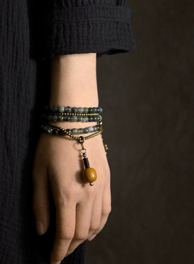 复古做旧水草玛瑙手链项链两用