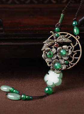 新中式长款串珠项链国风毛衣链2025新款爆款高级感吊坠配饰品