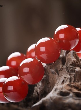 巴西天然精品红色玛瑙圆珠手链红玉髓手串编织现货情侣水果民族风