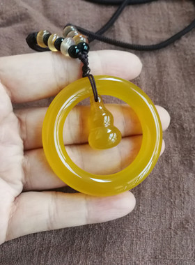 天然黄玉髓平安扣葫芦子母扣证书