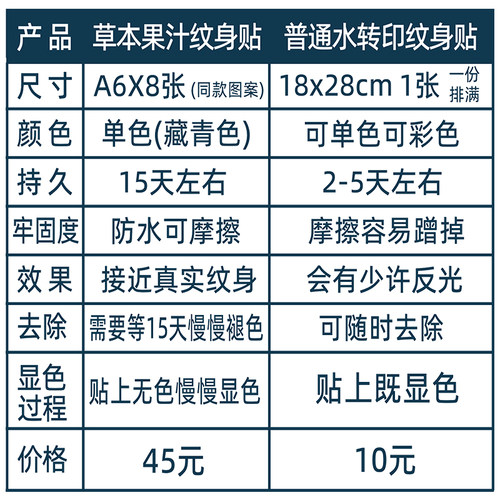 草本纹身贴定制果汁植物图案名字英文男女防水持久仿真订做半永久 - 图0
