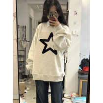 100% pure cotton no-hat-free clothing female autumn winter 2023 new American port wind chic plus velvet sloth blouse