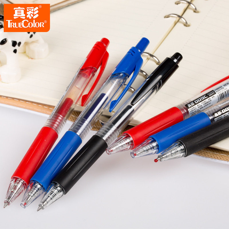 真彩009C按动中性笔按动水笔0.5mm子弹头办公用水笔笔芯学生用品_虎窝淘