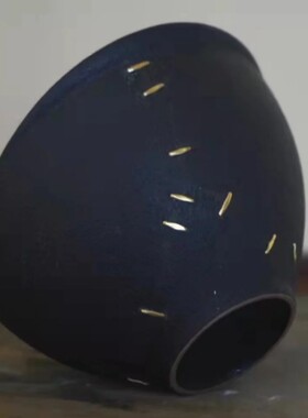 冲线古董瓷器壶盖包银金缮修复