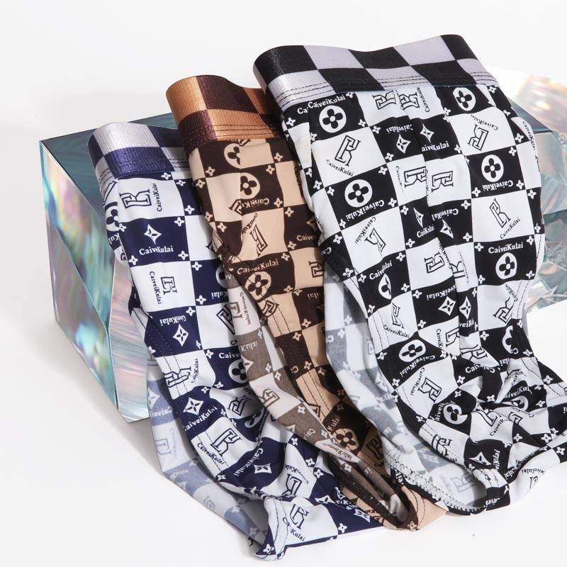 男士内裤男三角裤冰丝方格印花薄款透气速干内衬抗菌大码运动夏季,淘宝优惠券,粉丝福利购,淘宝优惠卷