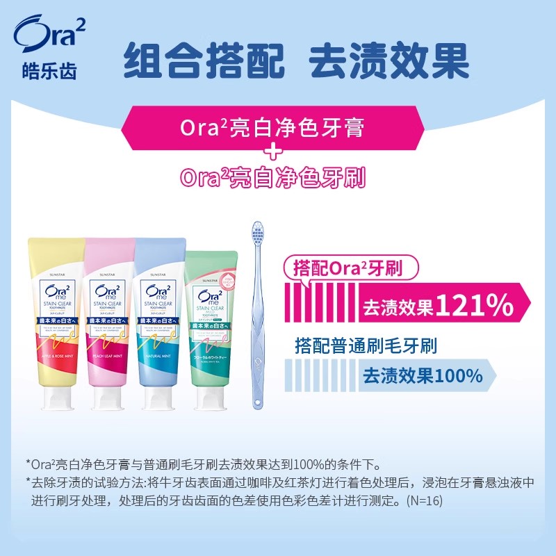 ora2皓乐齿果味牙膏去黄去渍亮白清新含氟8支装进口 - 图2