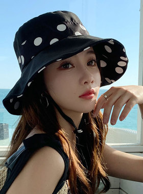 渔夫帽甜美女夏小檐波点