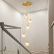 Muting all-copper French American duplex staircase chandelier