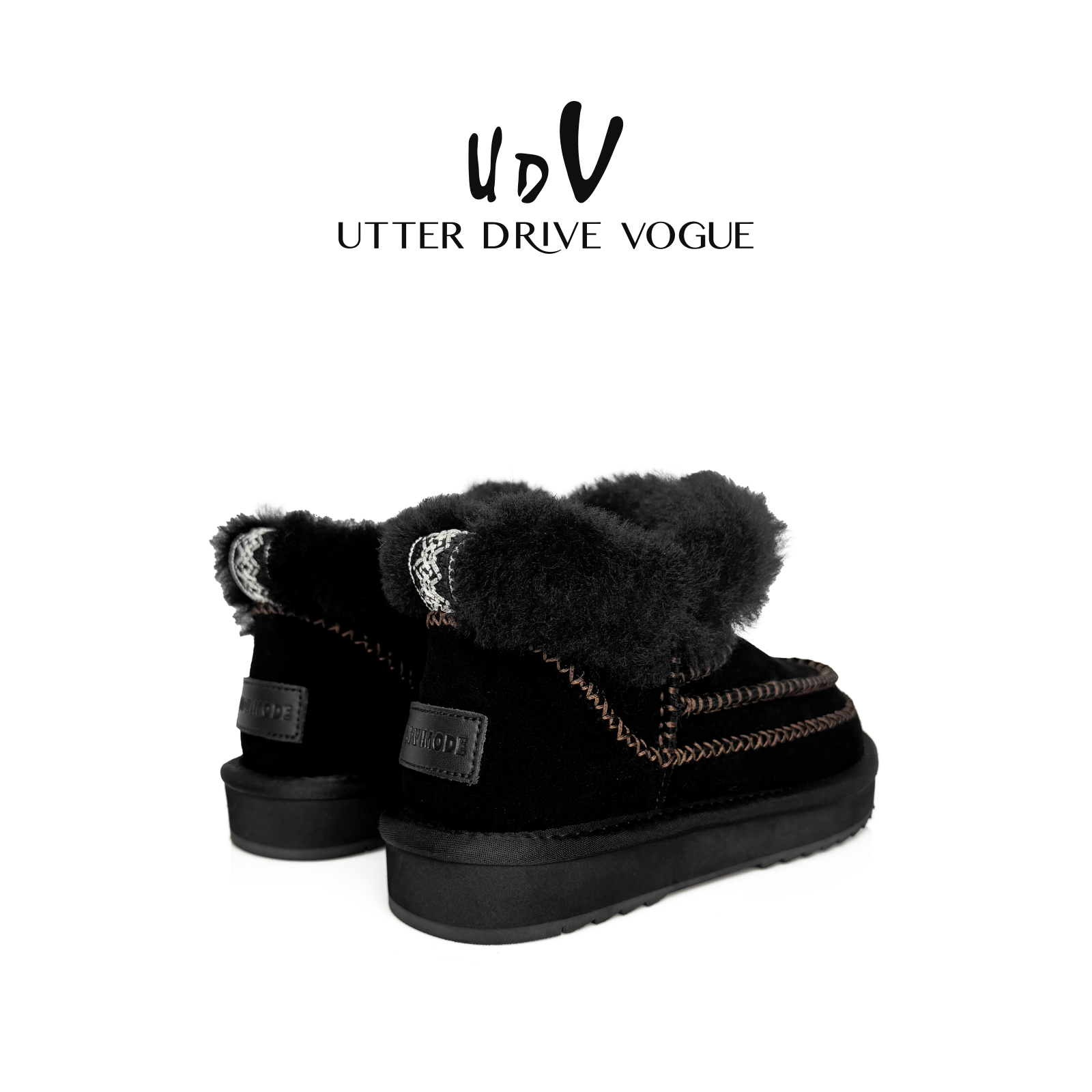 UDV羊毛皮毛一体雪地靴女2025秋冬新款加绒保暖短靴懒人毛毛鞋 - 图3