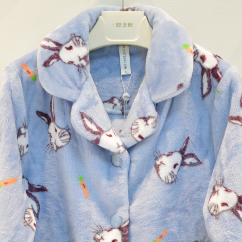 芬腾睡衣秋冬季女士法兰绒素色卡通兔子可爱卡通珊瑚绒保暖家居服,淘宝优惠券,粉丝福利购,淘宝优惠卷