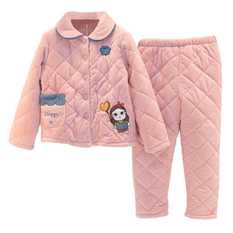 安之伴儿童睡衣冬季女童贝贝绒素色卡通可爱三层加厚夹棉女孩童装,淘宝优惠券,粉丝福利购,淘宝优惠卷