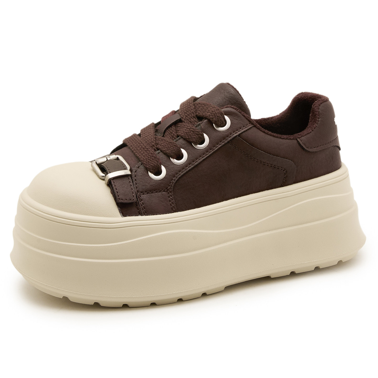 真皮小个子增高板鞋女2025新款秋冬加绒棉鞋厚底松糕软底休闲女鞋,淘宝优惠券,粉丝福利购,淘宝优惠卷