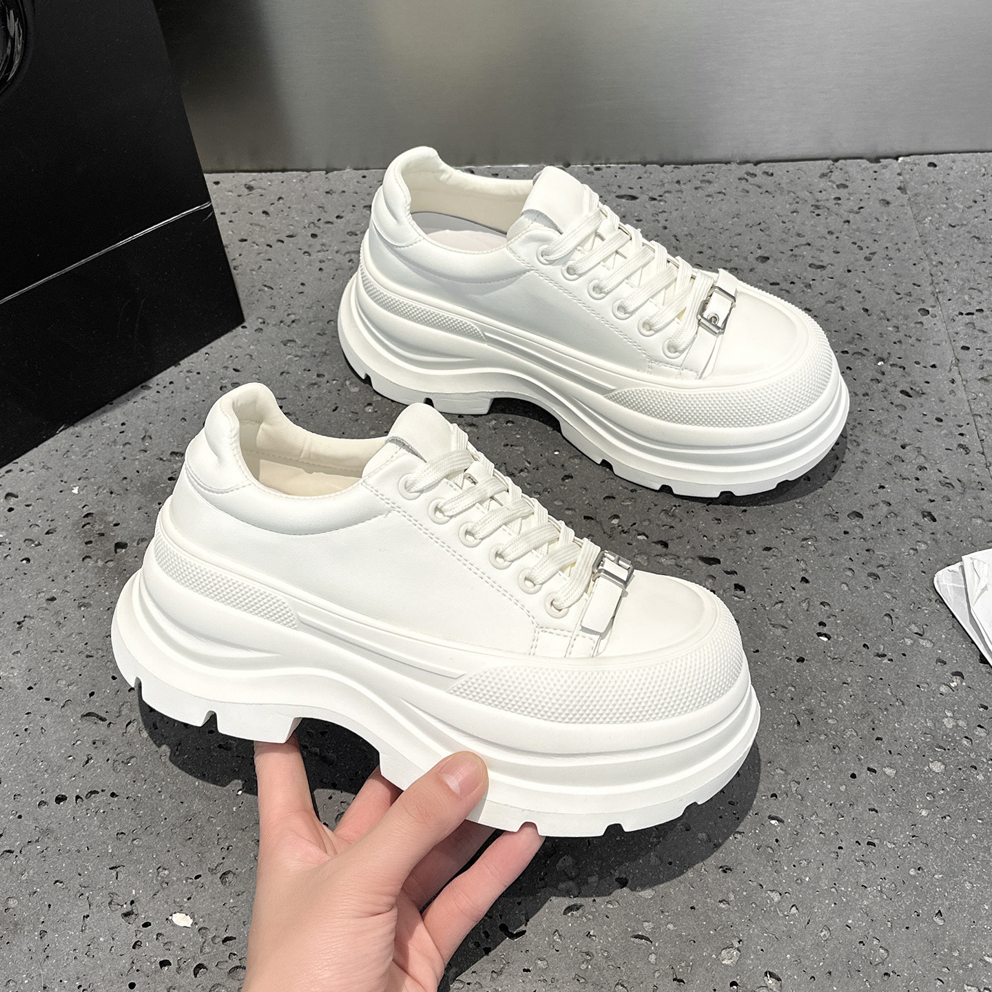 真皮厚底小白鞋女2026春季新款时尚百搭小个子增高运动休闲老爹鞋,淘宝优惠券,粉丝福利购,淘宝优惠卷