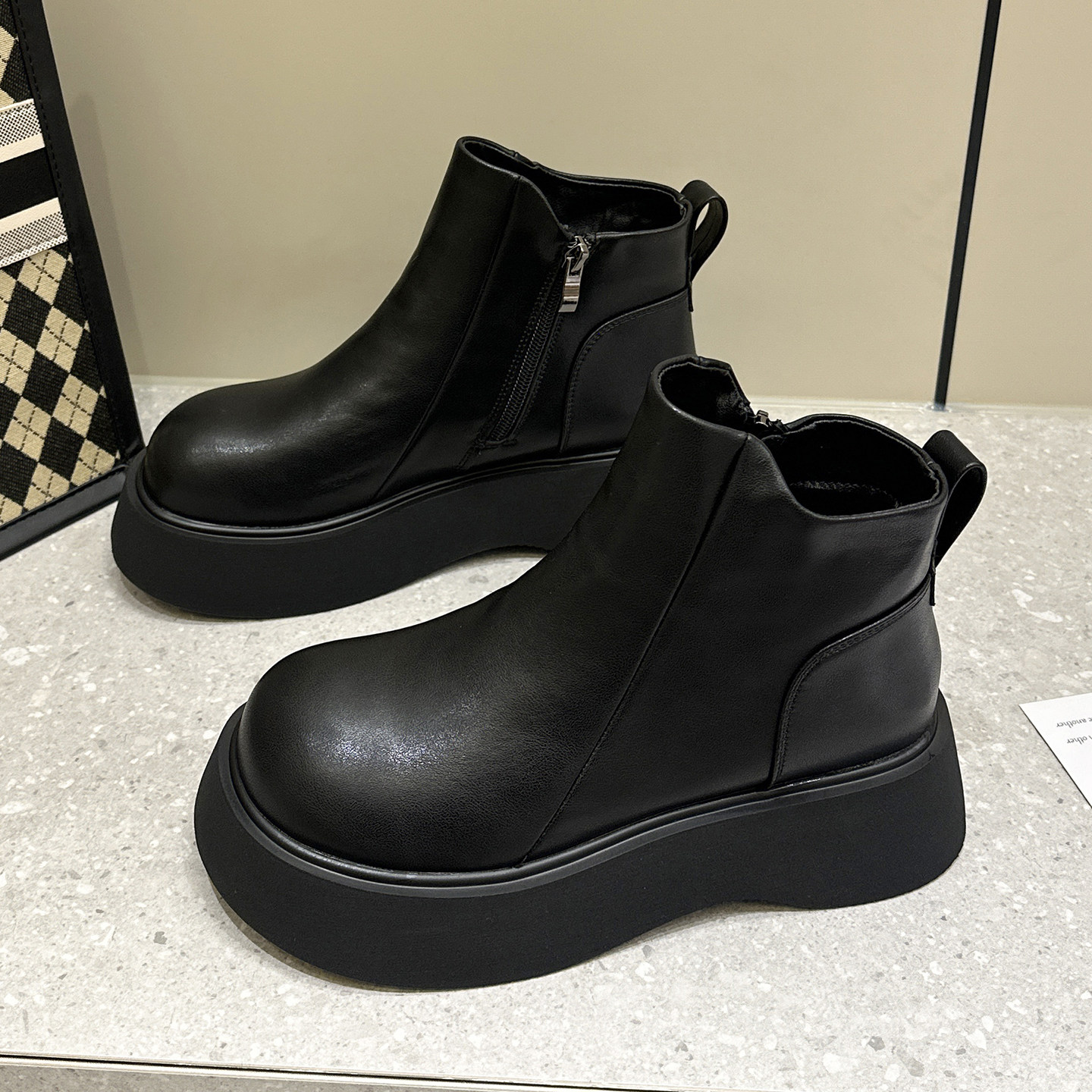 真皮切尔西马丁靴女2025新款秋冬加绒棉鞋厚底增高巨好看棕色短靴,淘宝优惠券,粉丝福利购,淘宝优惠卷