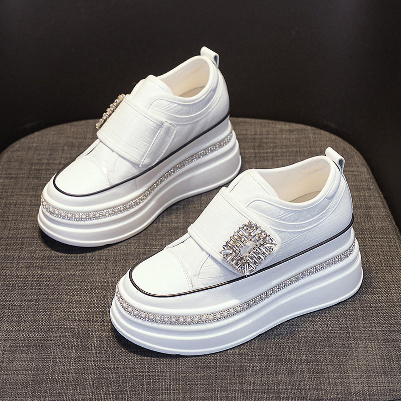 内增高小白鞋女秋季2025新款百搭真皮水钻厚底小个子运动休闲板鞋,淘宝优惠券,粉丝福利购,淘宝优惠卷