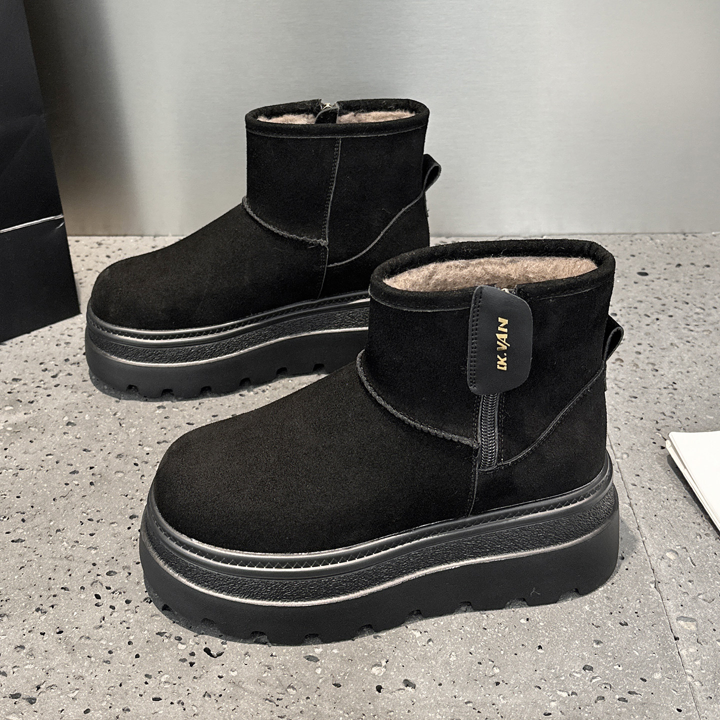 内增高灰色雪地靴女2025新款爆款冬季加绒加厚保暖厚底大棉鞋短靴,淘宝优惠券,粉丝福利购,淘宝优惠卷