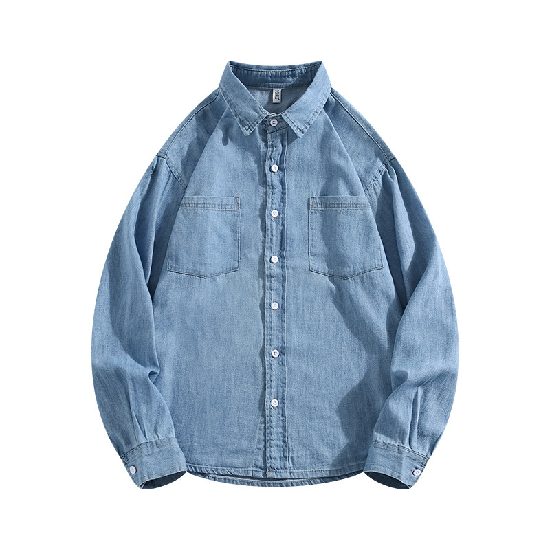 BOYUE帛跃日系牛仔长袖衬衫工装青少年纯色学生衬衣潮牌外套男女,淘宝优惠券,粉丝福利购,淘宝优惠卷