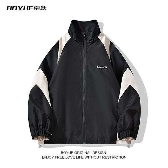 BOYUE帛跃撞色拼接冲锋外套港风秋冬运动工装机能ins风衣夹克男女