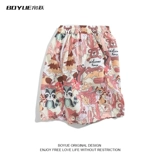 Летние японские мультяшные пляжные шорты для школьников, штаны, свободный крой