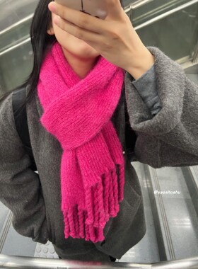 冬季保暖百搭手工针织羊毛围巾女