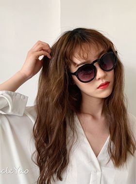 网红显脸小韩版复古圆形度假风