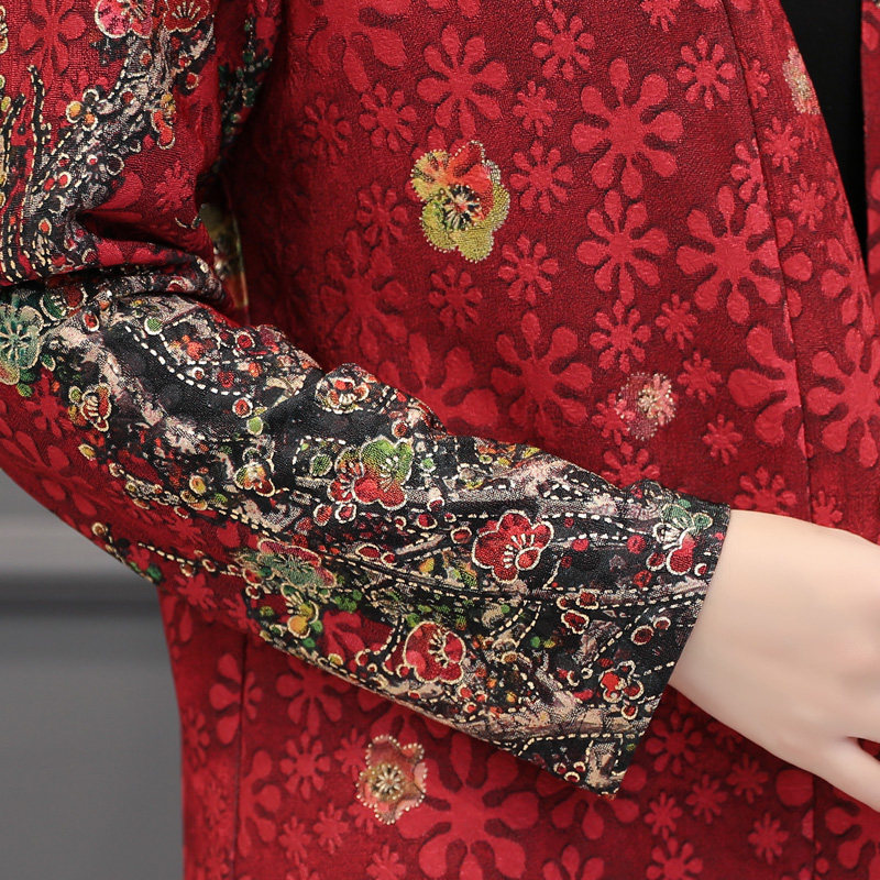 中长款长袖2019春季百搭印花开衫 蓝思梦服饰短外套