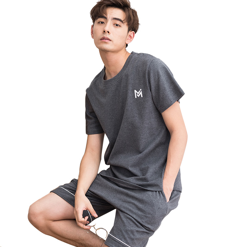 蜜妮佳服饰专营店男士睡衣夏季纯棉短袖短裤青年韩版休闲全棉夏天薄款家居服套装3