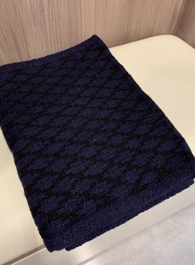 星辰 显贵蓝紫色厚围巾 定织特种纱加美丽奴绵羊毛进口银丝线围巾