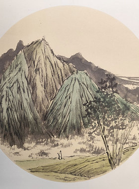 手绘国画山水画南宗山水禅意画