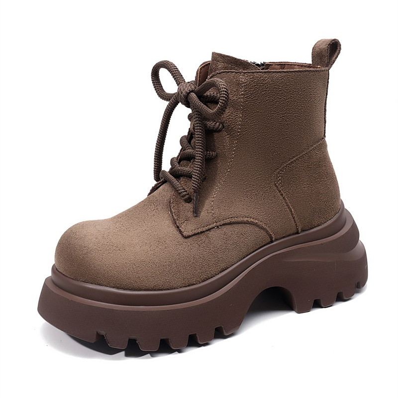 厚底复古马丁靴女2025新款秋季英伦软底单靴绒面配裙增高加绒短靴,淘宝优惠券,粉丝福利购,淘宝优惠卷