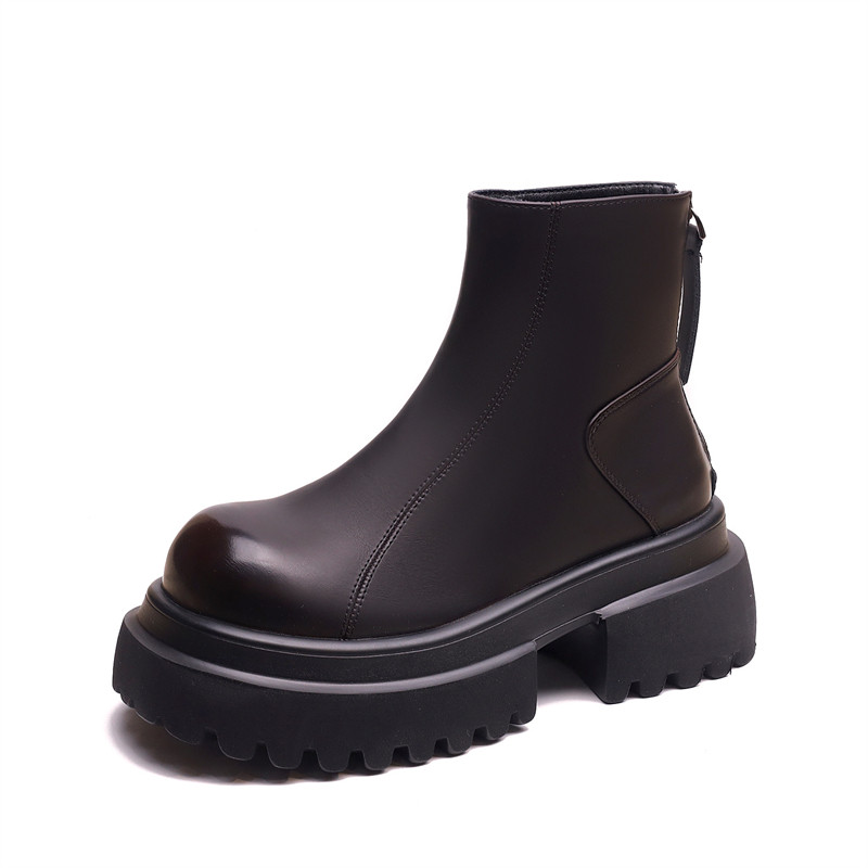 厚底增高切尔西短靴女2025冬季新款圆头英伦风洋气爆款烟筒马丁靴,淘宝优惠券,粉丝福利购,淘宝优惠卷