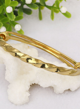 铜手镯女实心推拉活扣满天星闭口