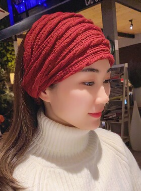 春夏发带女网红韩国时尚宽边遮白发箍碎发头带头套包头巾蝴蝶结