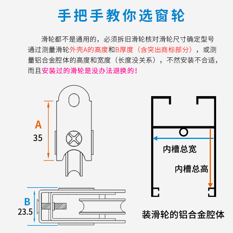 868型铝合金门窗滑轮老式推拉窗户轨道滚轮移门轮不锈钢铜轮配件 - 图2