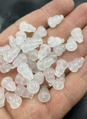 华夏美玉 冰白色玉石立体通孔小葫芦 散珠 配饰配件