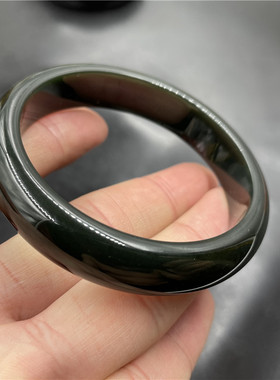 华夏美玉 天然玉石和田玉青玉手镯 细料女款大号青海料玉镯子