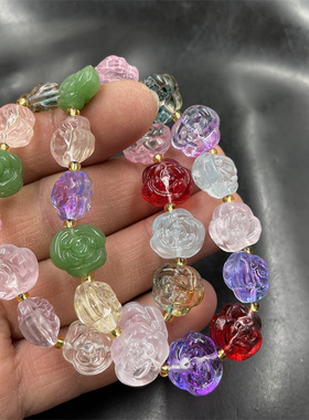 彩色琉璃花朵手链手串