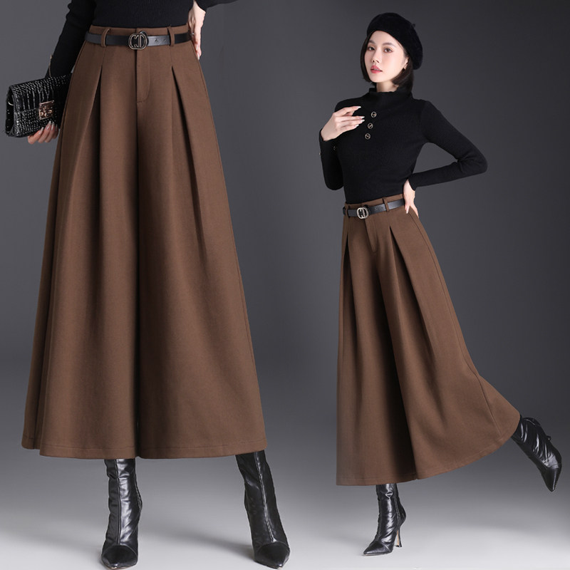 2025新款春秋款时尚气质阔腿裤女高腰显瘦百搭休闲毛呢九分裙裤潮,淘宝优惠券,粉丝福利购,淘宝优惠卷