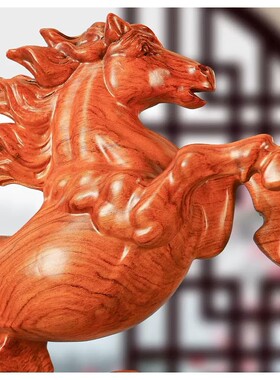 新中式木雕马到成功摆件